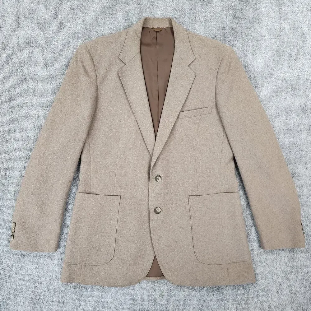 Vintage Levis Blazer Mens 42R Tan Trim Cut Sta-Prest Action Suit Sport Coat Prep